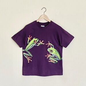 Vintage 1994 Tree Frogs Nancy Blauers Harlequin N.G. Purple T Shirt Adult Medium
